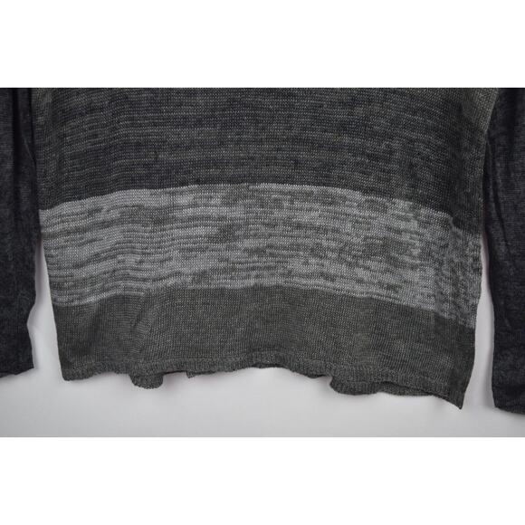 Eileen Fisher Womens Sweater Open Knit Linen Gray Striped Long Sleeve Sz Medium - Picture 6 of 16